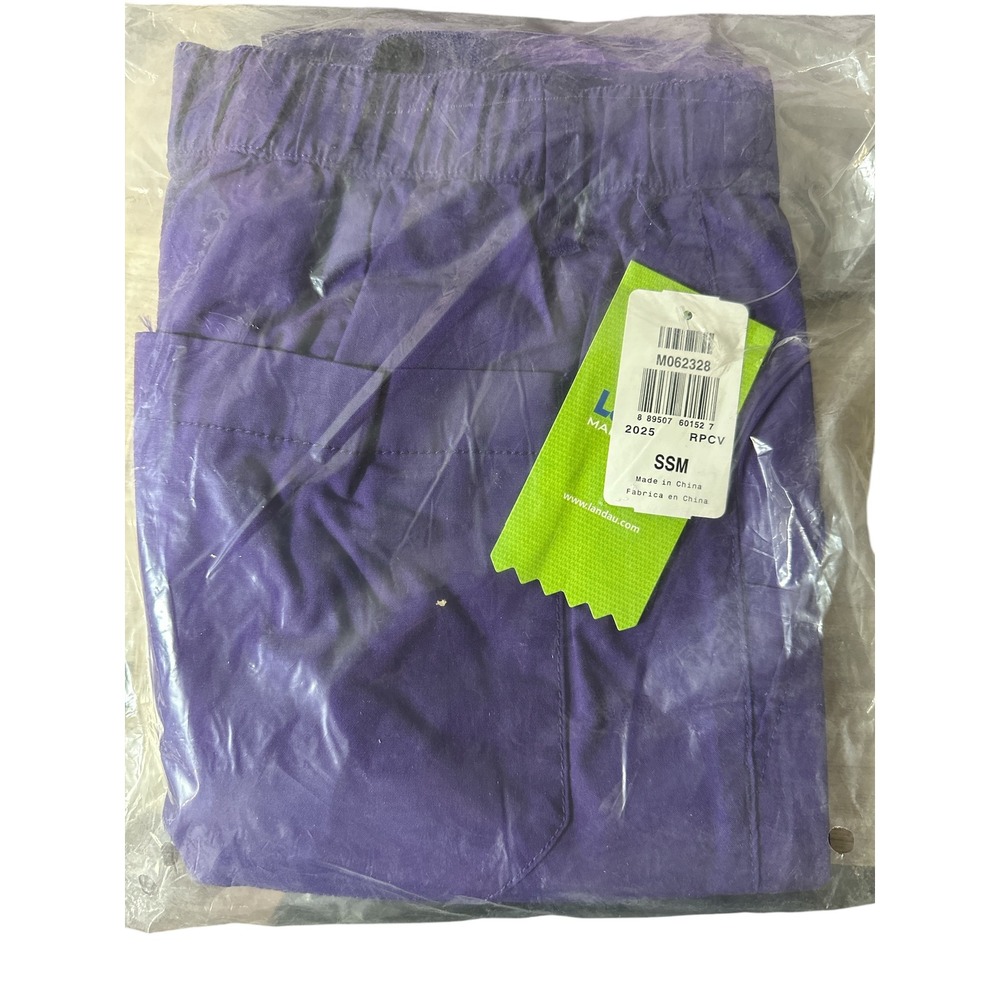 Landau Scrub Pants Women SSM Purple Elastic Waist Drawstring Pockets NWT‎ #2025